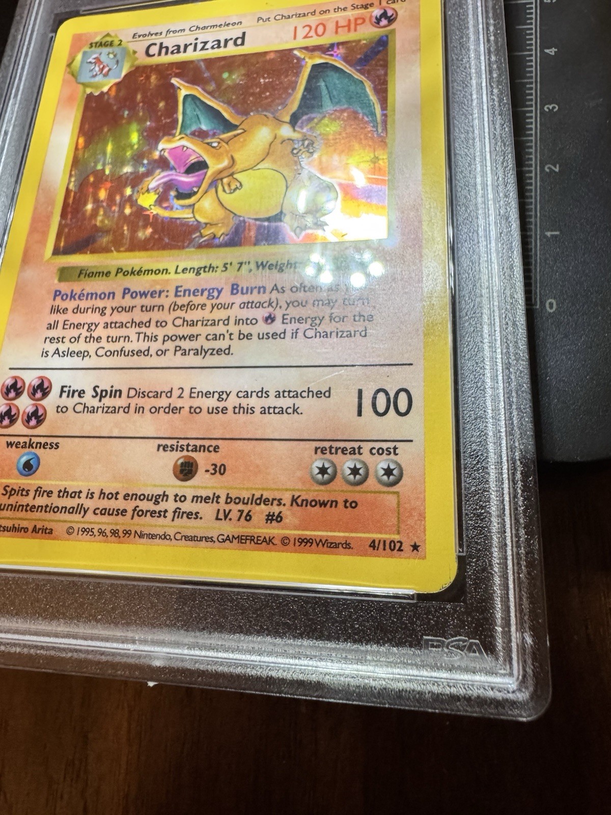 Pokémon TCG Holo Charizard Base Set Shadowless, PSA 5, Clean Copy English view 17