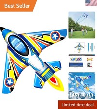 Airplane Kite for Kids and Adults, Easy to Fly with Durable Fiberglass Frame,...
