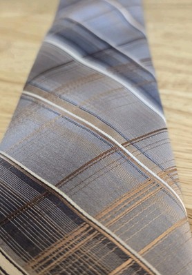 The London Shop Tie Diagonal Stripe Slip Stitch 1980s Vintage Necktie Blue Gold