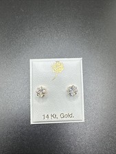 14k Gold Star Cz Earrings