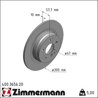 2X Zimmermann 400.3656.20 Bremsscheibe FüR Mercedes Benz C Klasse E S204 W204