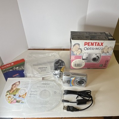 PENTAX Optio M20 7.0 MP 3x Optical Zoom Digital Camera Silver w/ Accessories