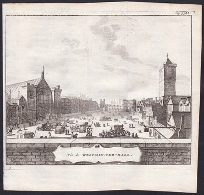 Westminster Hall Palace London view England engraving van der Aa 1707