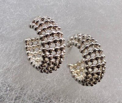 Schöne funkelnde 925 Sterlingsilber Mini Perlen Creolen Huggies Ohrringe 3/4''