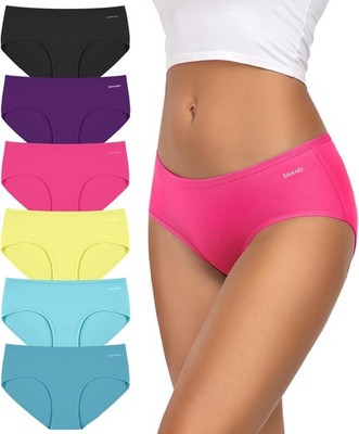 TANSTC Damen Unterhosen Baumwolle 6er-Pack Hipster Slips, Niedrige Taille &