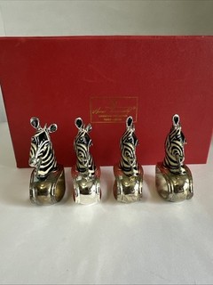 4 Hans Turnwald Signature Collection Zebra Chrome Steel & Enamel Napkin Holders