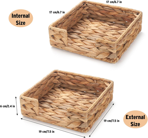 Water Hyacinth Napkin Holder for Table, Rattan Napkin Holder, Square Wicker Napk - Foto 2 di 12