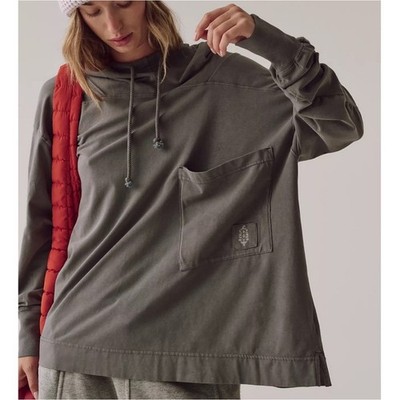 Free People FP Movement Hot Shot Hoodie Women Medium Brown Oversized Beach  