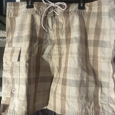 Mossimo Supply Company Tan Plaid Men  s Shorts 36 Waist Draw String Swim Trunks