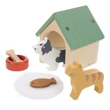 Pet Simulation Feeding Set Dollhouse Miniature Dog Kennels Toys for Kids