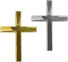 2PCS Metal Jesus Christ Cross Badge Stickers, Cross Decal, 2.5" 1.8" 3D Jesus Ch