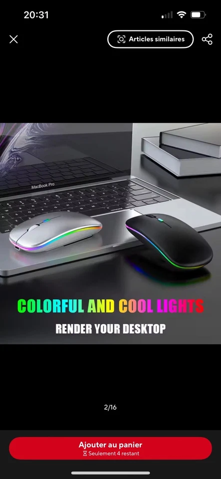 souris Sans fil LED rechargeable bluetooth Wi-Fi Windows Apple Android Promo! - Photo 2/4