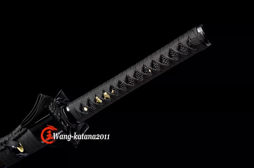 All Black Ninjato Straight Sharp Japanese Katana Sword Damascus Folded Steel - Picture 4 of 15
