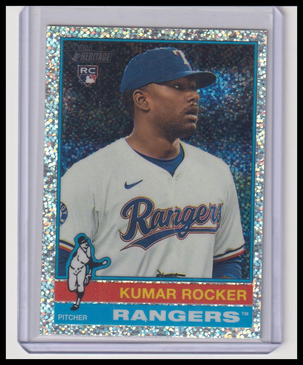2025 Topps Heritage #179 Kumar Rocker Chrome Silver Sparkle Refractor (RC)