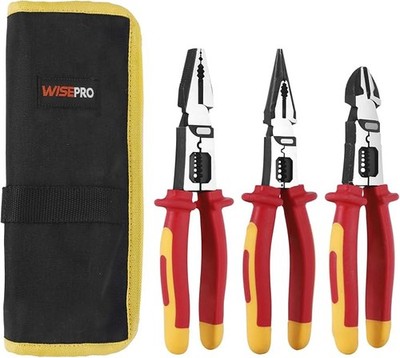 Insulated Electrician Pliers Set 3pc with Pouch