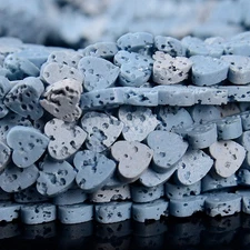 Light Blue Lava Gemstone Love Heart 6MM Loose Beads (D643)