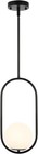 Byoliima Modern Globe Pendant Light Mid Century Chandelier 1-Light Matte Black — photo 1