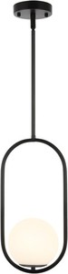 Byoliima Modern Globe Pendant Light Mid Century Chandelier 1-Light Matte Black