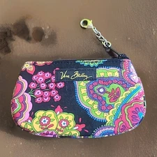 Retired Vera Bradley Symphony in Hue Zip Keychain Credit Card Wallet Coin Purse