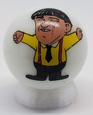 Three Stoogies Moe Glass 1" Logo Marble w/ Stand