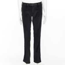 DOLCE GABBANA black cotton blend velvet satin trim tuxedo pants IT44 XS