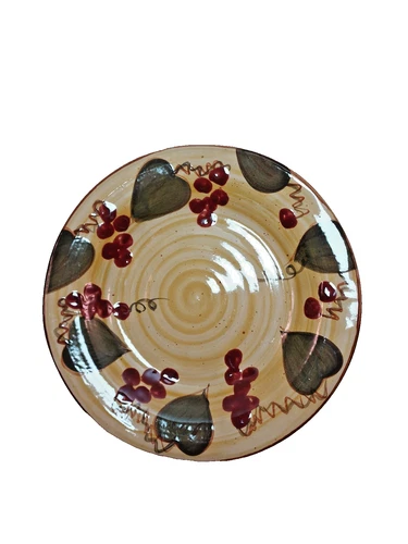 4 La Dolce Vita Provence Collection 11.5 Dinner Plates Grape Vines, Earth Tones