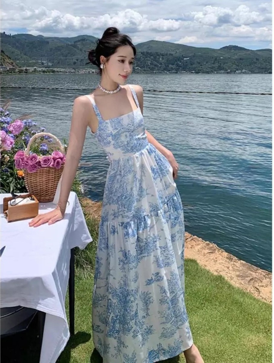FREE SHIPPING Women Summer Beach Casual Dress Long Maxi Dress Korean Style  | eBay