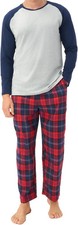Men  s Lightweight Long Sleeve Pajama Set, Soft Sleepwear Lounge Set with Pockets