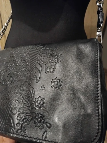 Jean Paul Gaultier Lindex Handbag Black Leather Embossed Tattoo Koi Fish Motif - Picture 3 of 13