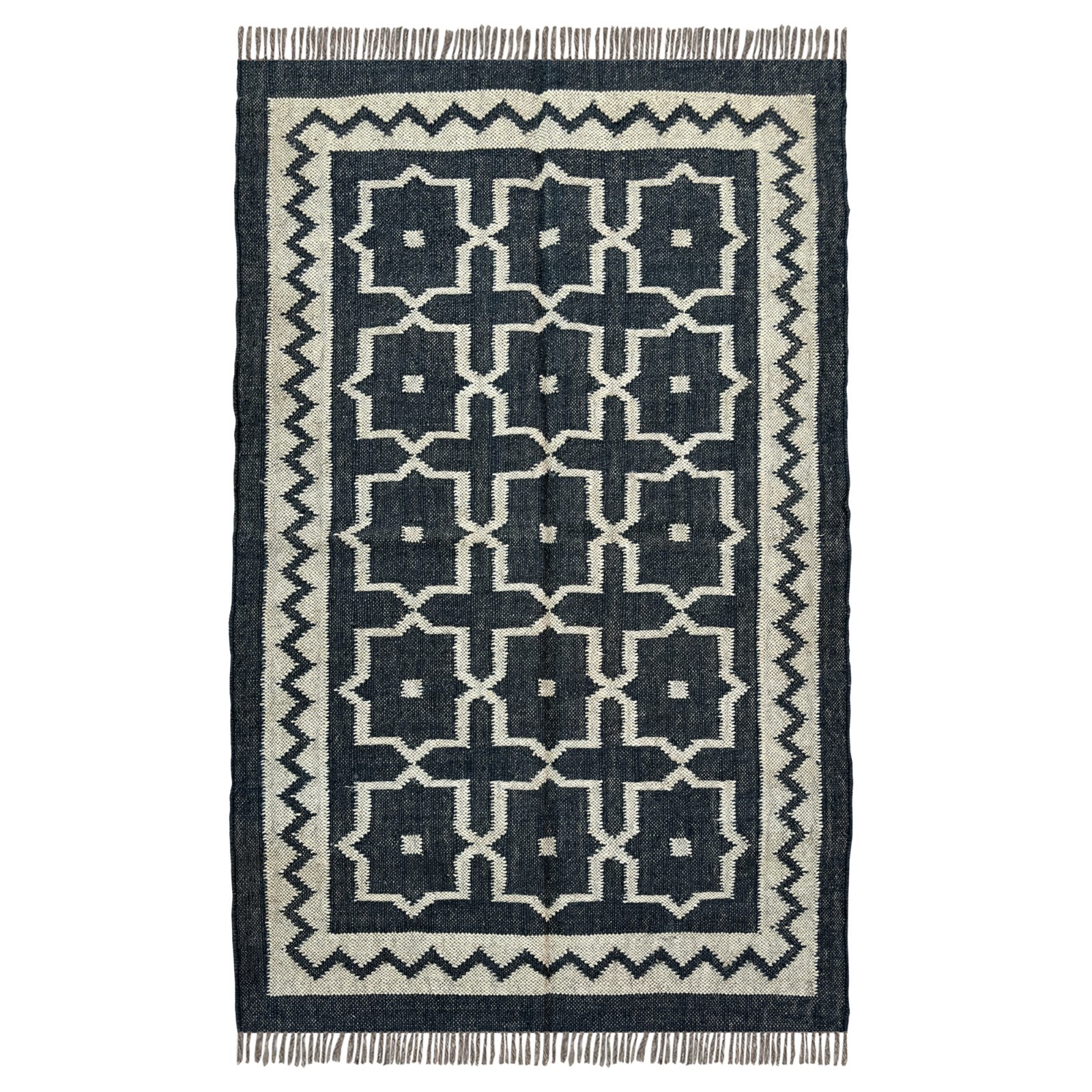 Luxury Rug 3x5 ft Handmade Wool & Jute Flatwoven Bedroom Living Room Rugs