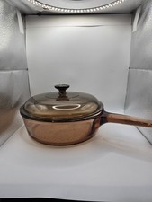 Vtg Visions Cookware 10 Inch Slillet 3 Inchs Tall  With PYREX LID. NO FLAWS