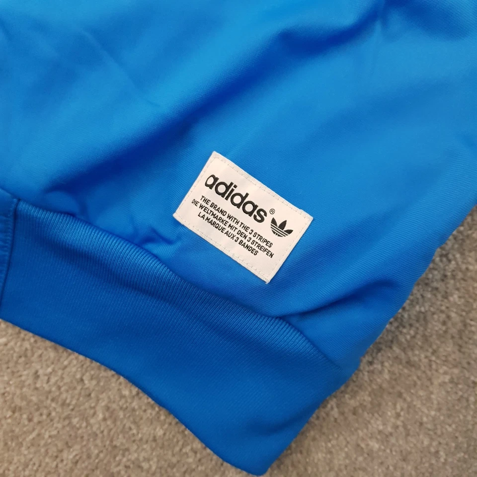 Adidas Para Hombres Chaqueta de Pista Mediana Azul Originales Superstar Trifolio Cremallera Gimnasio Top Foto 4 de 4