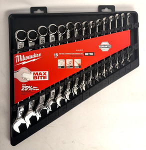 [NEW] (48-22-9515) Milwaukee 15pc Ensemble de clés combinées - Métrique
