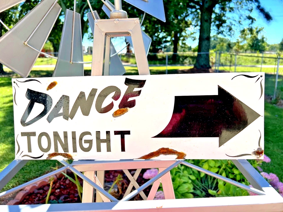 Vintage Dance Tonight Primitive Metal Hand Painted Sign Rustic Club Party Art - image 3 of 4