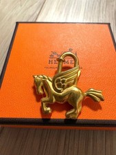 HERMES Cadena Padlock Pegasus Lock Bag Charm Pendant Gold