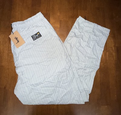 Stussy Beach Pant Wrinkled Stripe Grey - Size Large (Brand New 
