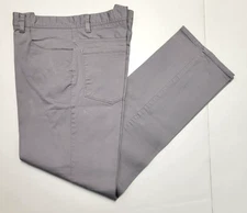 PERRY ELLIS Casual Flat Front Pants Men 33x29 Light Gray Stretch Cotton Blend 33
