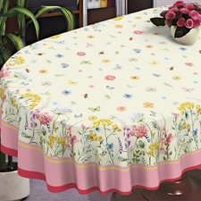 Spring Oval Tablecloth 60" x 84" Waterproof Fabric Spring Flowers Table Cloth...
