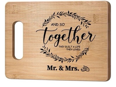 Engraved Bamboo Cutting Board Wedding Gift for Couple Bride and Groom