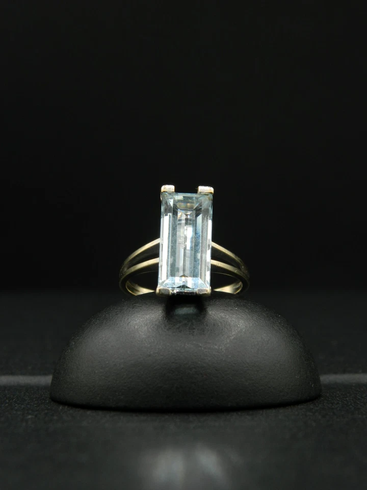 O158 - Splendide Bague en Or Blanc 18K, Aigue Marine Naturelle 2,90 ct - T50 - Photo 1/4