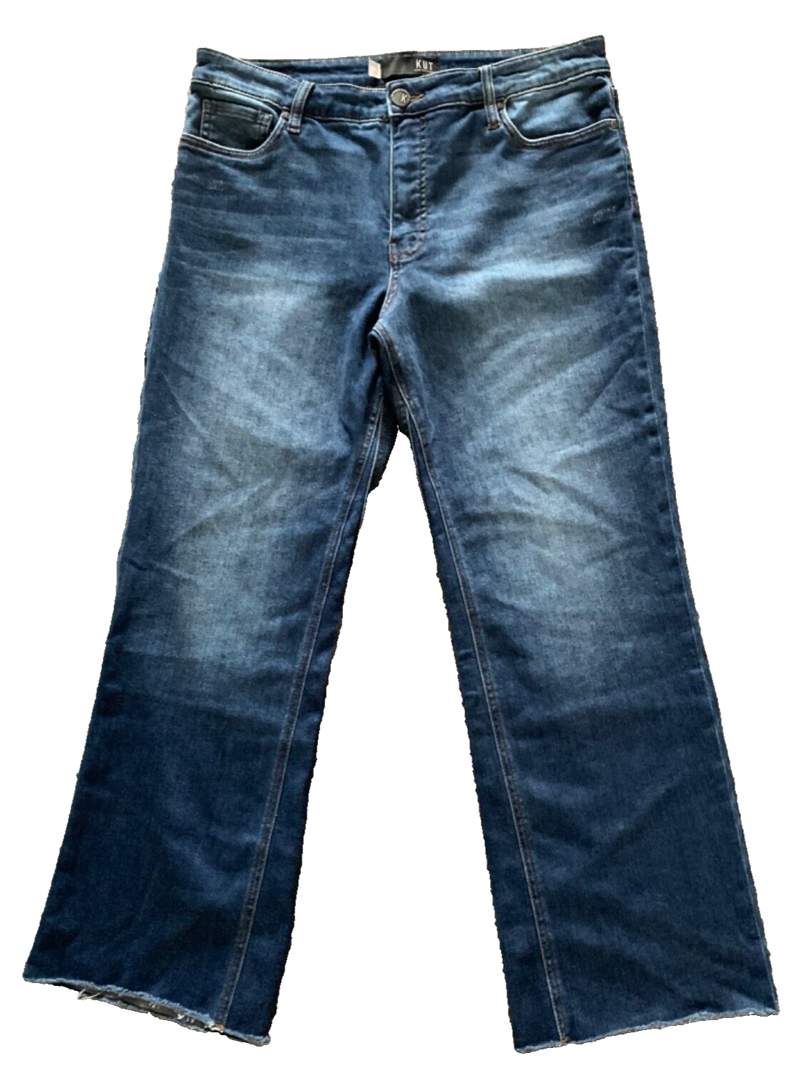 Kut From The Kloth Womens Jeans 12 High Rise Kelsey Fab AB Ankle Flare Raw Hem