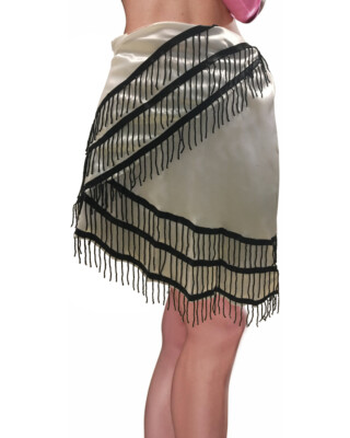 Womens Sexy Club Burlesque Dancer White Wrap Skirt Costume