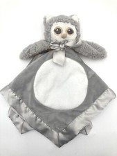 Bearington Baby Owl Lovey Rattle 18  Blanket Replacement Satin Trim Gray