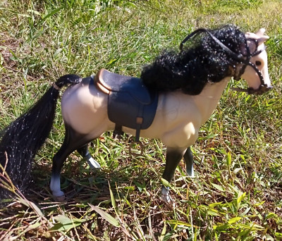 Vtg 1994 Kid Kore Toy Cream Black  White Mane Tail Saddle English EUC  7.5'' Doll