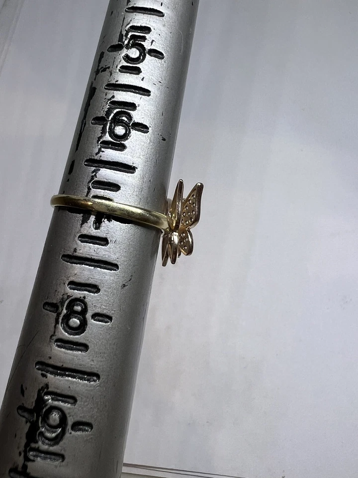 Sale GOLd BuTtErFlY Ring 14k ROSE yellow solid gift her size 7 ask 5 6 8 9 - Image 4 of 4