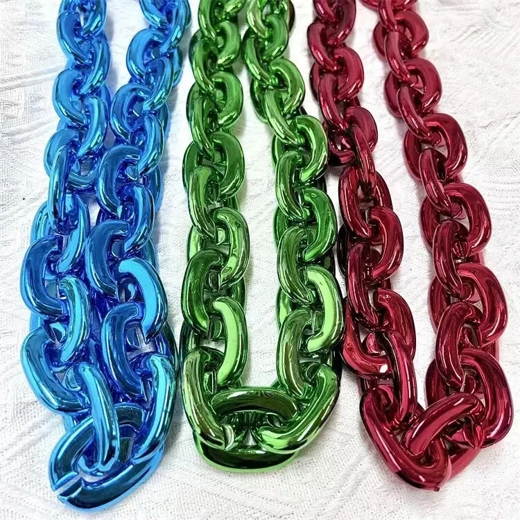 Collar de joyería de cadena de eslabones cubanos de plástico acrílico grueso grande de hip hop 32 pulgadas 80 cm Foto 4 de 4