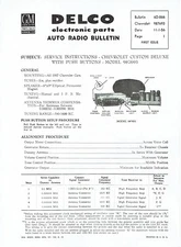 GM Delco 1957 Chevy Deluxe Push Button Radio 987693 Service and Parts Bulletin