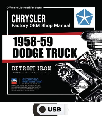 1958-1959 Dodge Truck Factory OEM Shop Manuals on USB