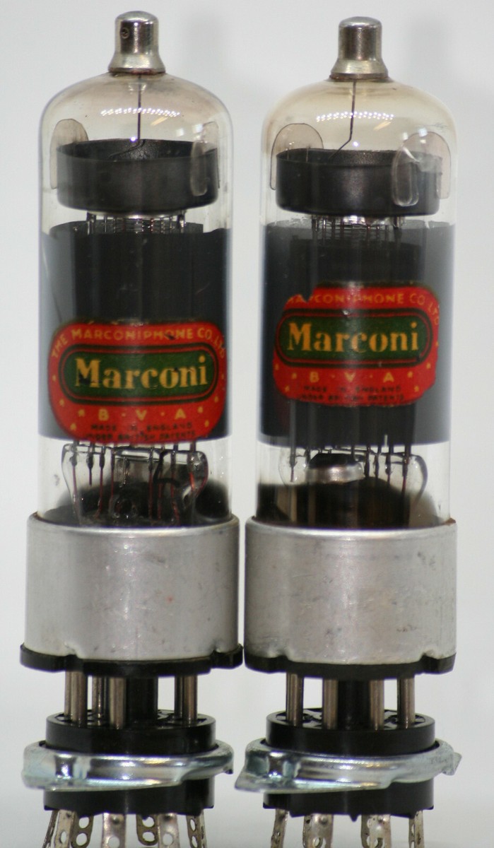 A863 MARCONI VALVE 6J7G TUBE PAIR metal base VINTAGE PREAMP KTZ63