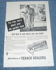 1942 Texaco Marfak Lubrication Vintage Ad "You May Worry About Your Old Garden..